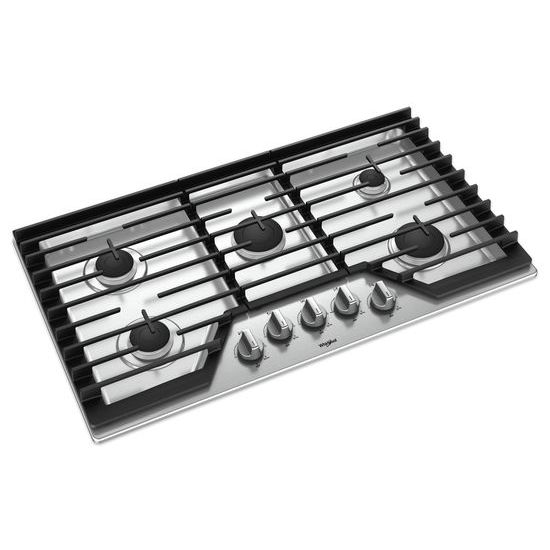 Model: WCG55US6HS | Whirlpool 36-inch Gas Cooktop with EZ-2-Lift™ Hinged Cast-Iron Grates