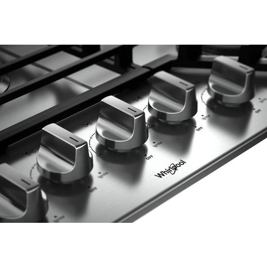 Model: WCG55US6HS | Whirlpool 36-inch Gas Cooktop with EZ-2-Lift™ Hinged Cast-Iron Grates