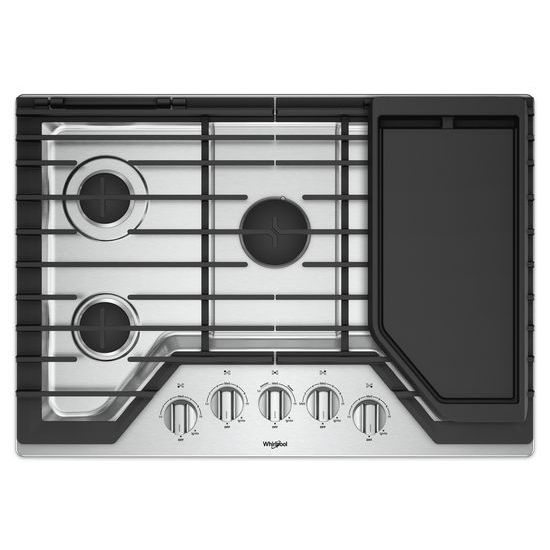 Model: WCG97US0HS | Whirlpool 30-inch Gas Cooktop with Griddle