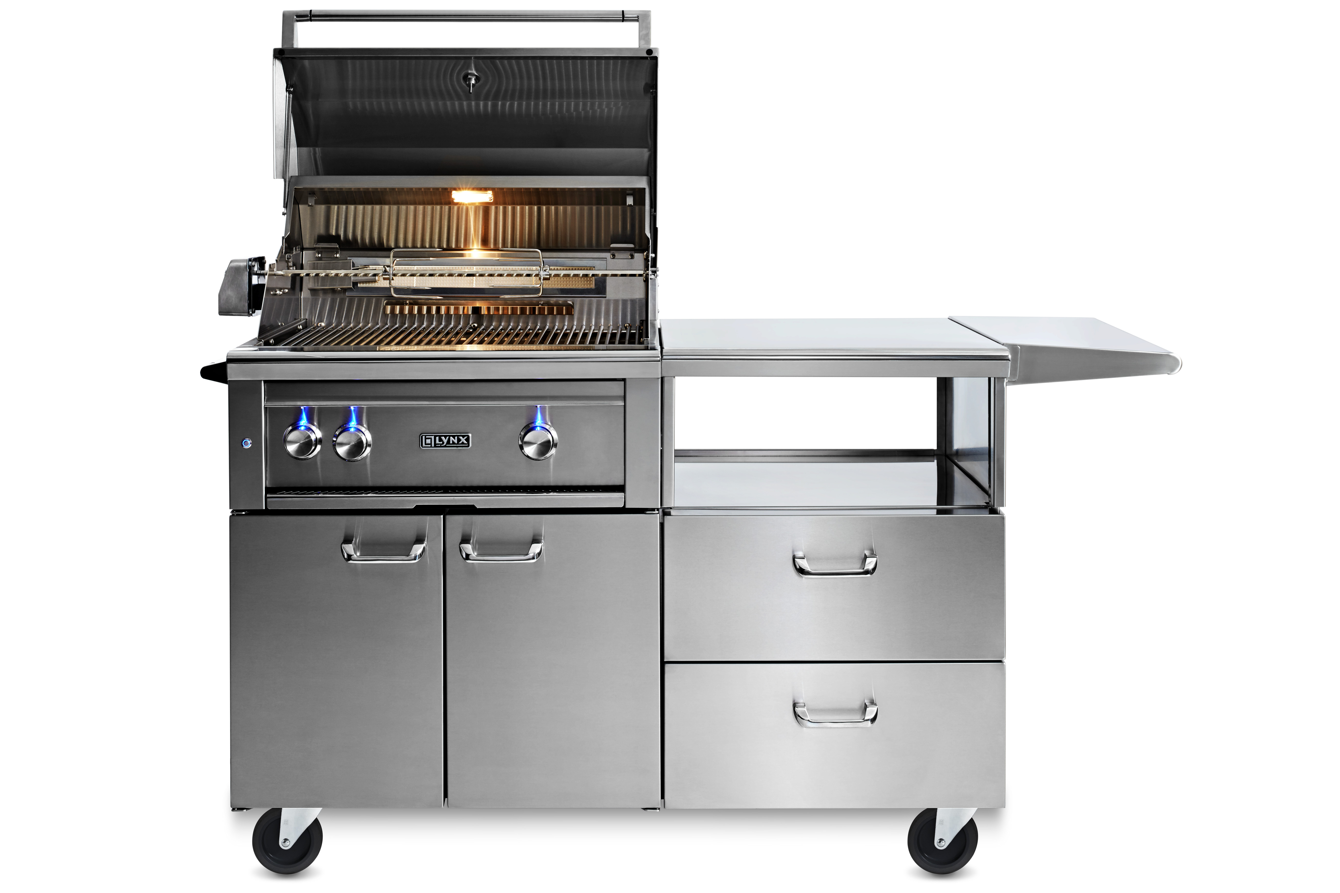 Model: L30TR-M-NG | Lynx 30" Professional Mobile Kitchen Grill with 1 Trident Infrared Burner and Rotisserie - NG