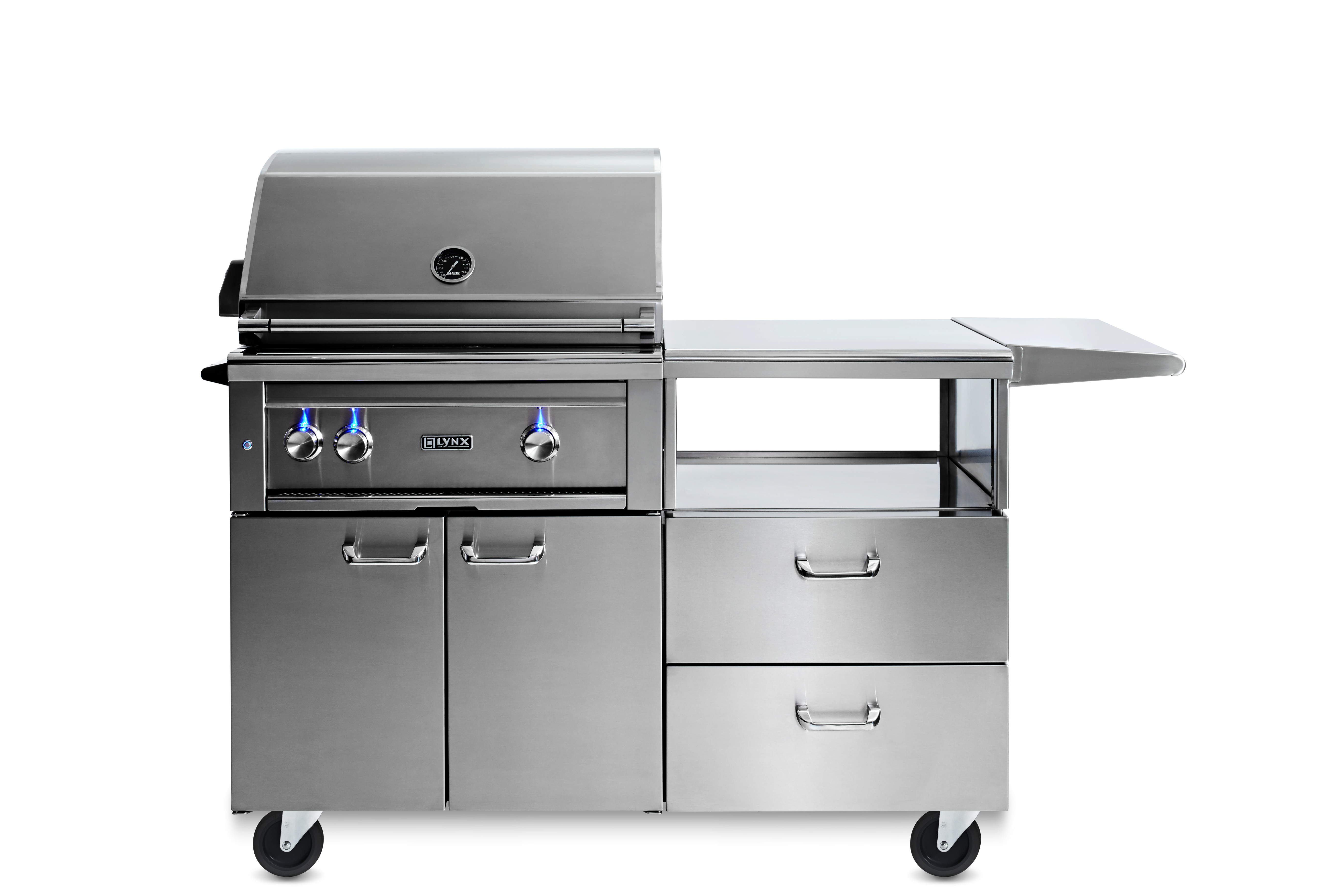 Model: L30ATR-M-NG | Lynx 30" Professional Mobile Kitchen Grill with All Trident Infrared Burners and Rotisserie - NG