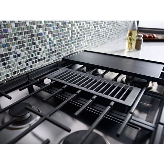 Model: KSDG950ESS | KitchenAid 30-Inch 4-Burner Dual Fuel Downdraft Slide-In Range