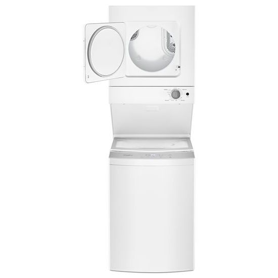 Model: WET4124HW | Whirlpool 1.6 cu.ft, 120V/20A Electric Stacked Laundry Center with 6 Wash cycles and Wrinkle Shield™