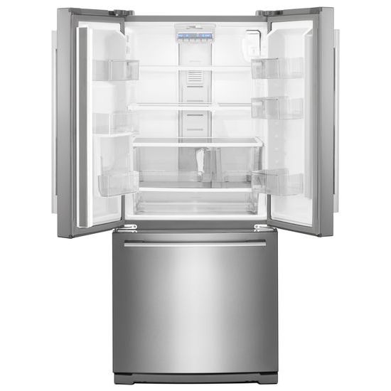 Model: WRFA60SMHZ | Whirlpool 30-inch Wide Contemporary Handle French Door Refrigerator - 20 cu. ft.