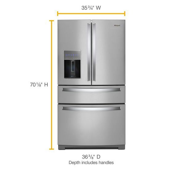 Model: WRX986SIHZ | Whirlpool 36-inch Wide 4-Door Refrigerator with Exterior Drawer - 26 cu. ft.