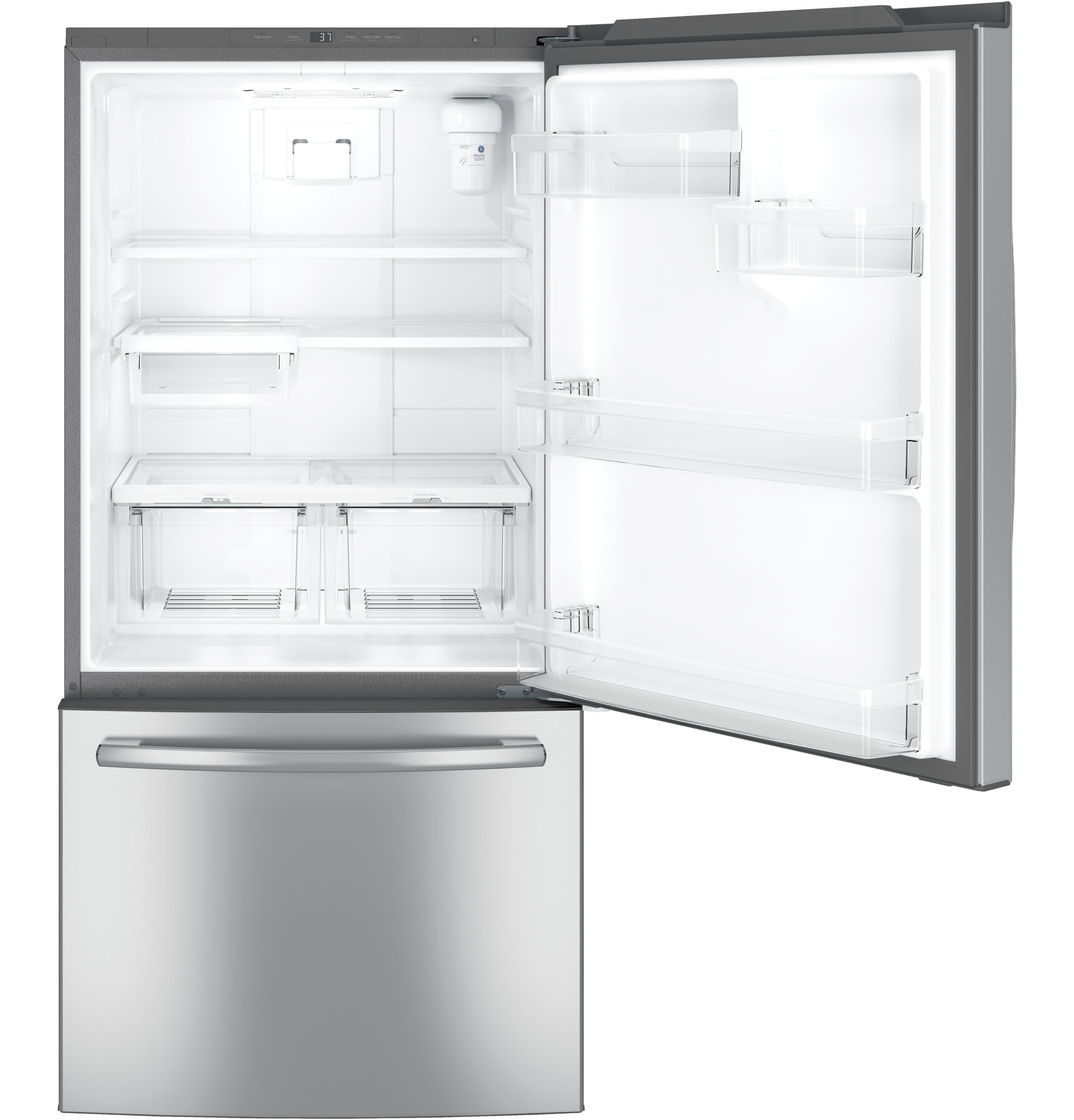 Model: GDE25ESKSS | GE GE® ENERGY STAR® 24.8 Cu. Ft. Bottom-Freezer Drawer Refrigerator