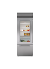 Model: BI-30UA/S/PH-LH | Sub-Zero 30" Classic Over-and-Under Refrigerator/Freezer with Glass Door