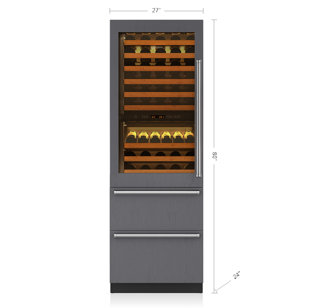 Model: 427RHAG-LH | Sub-Zero 27" Integrated Wine Storage with Refrigerator Drawers - Panel Ready