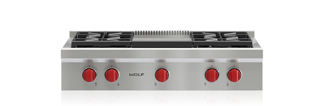 Wolf 36" Sealed Burner Rangetop - 4 Burners and Infrared Griddle