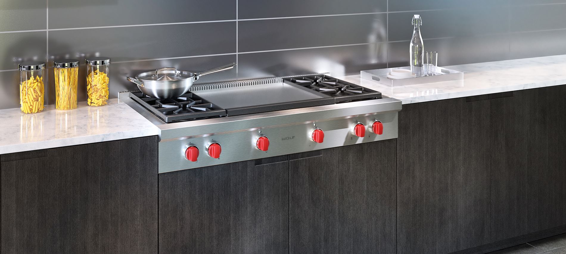 Wolf 48 Sealed Burner Rangetop - 4 Burners and Infrared Dual Griddle  (SRT484DG)