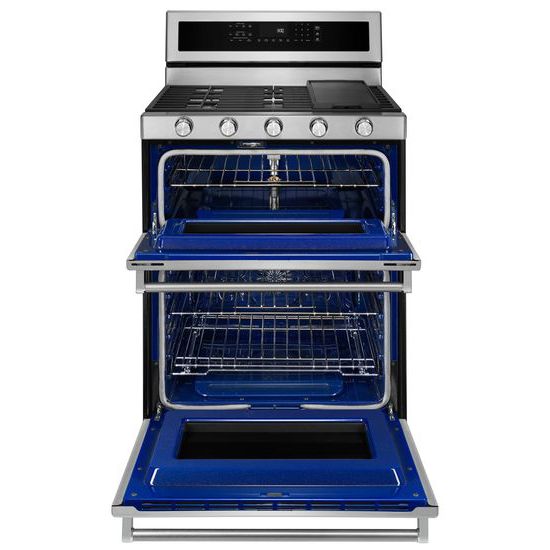 KitchenAid KFGD500ESS 30Inch 5 Burner Gas Double Oven Convection