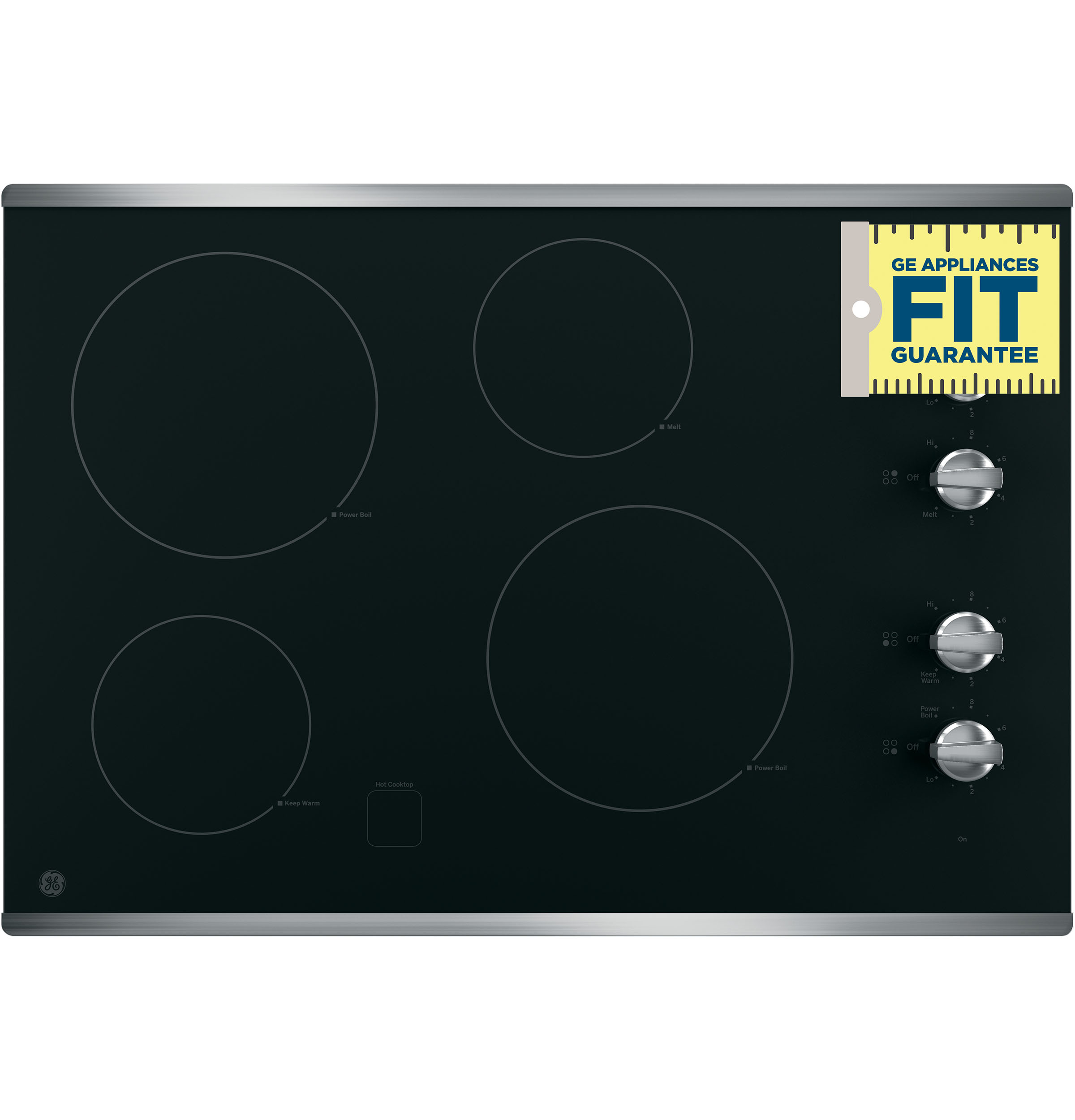 GE JP3030SJSS GE® 30" BuiltIn Knob Control Electric Cooktop