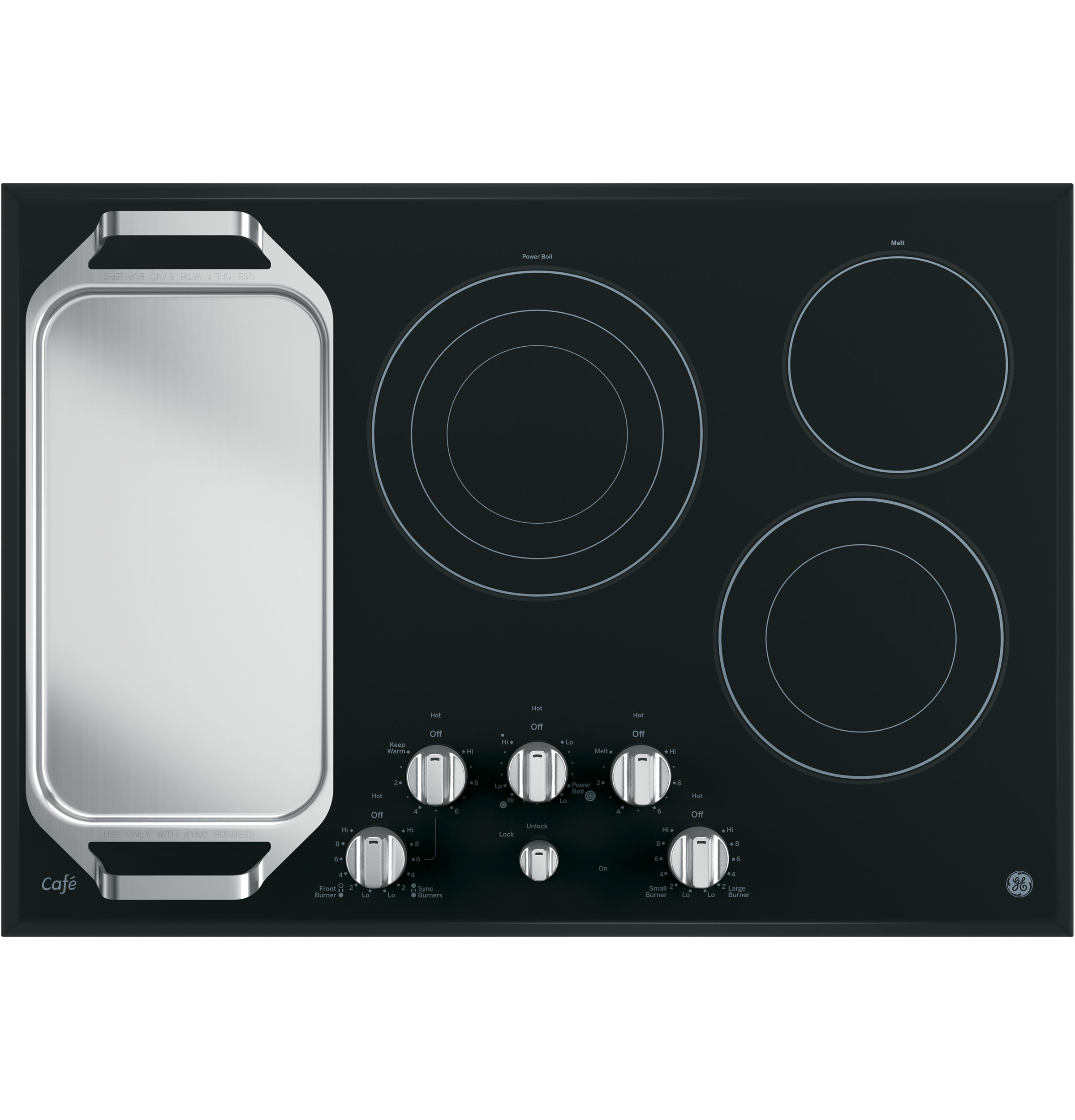Model: CP9530SJSS | GE Cafe GE Café™ Series 30" Built-In Knob Control Electric Cooktop