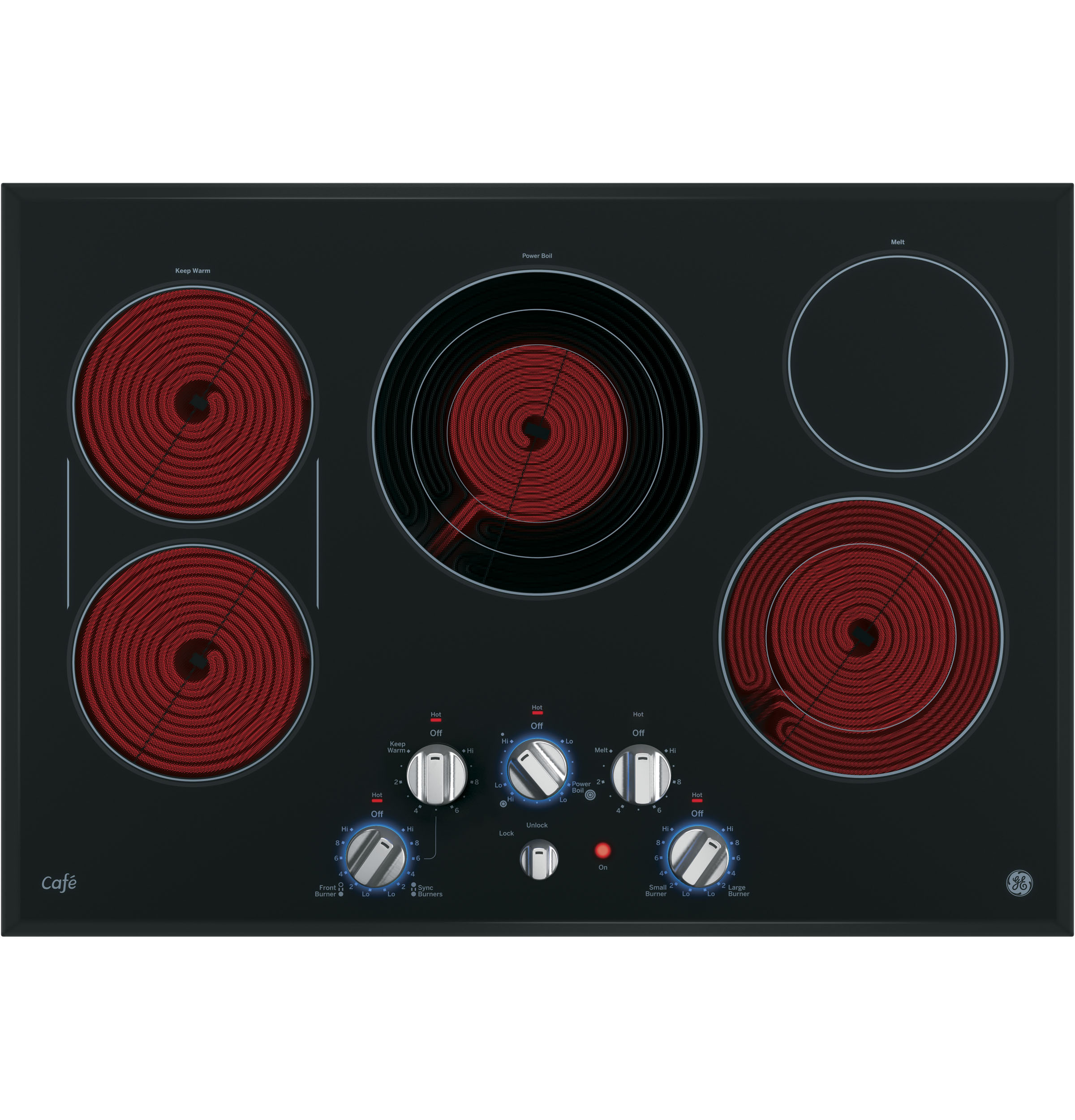 Model: CP9530SJSS | GE Cafe GE Café™ Series 30" Built-In Knob Control Electric Cooktop