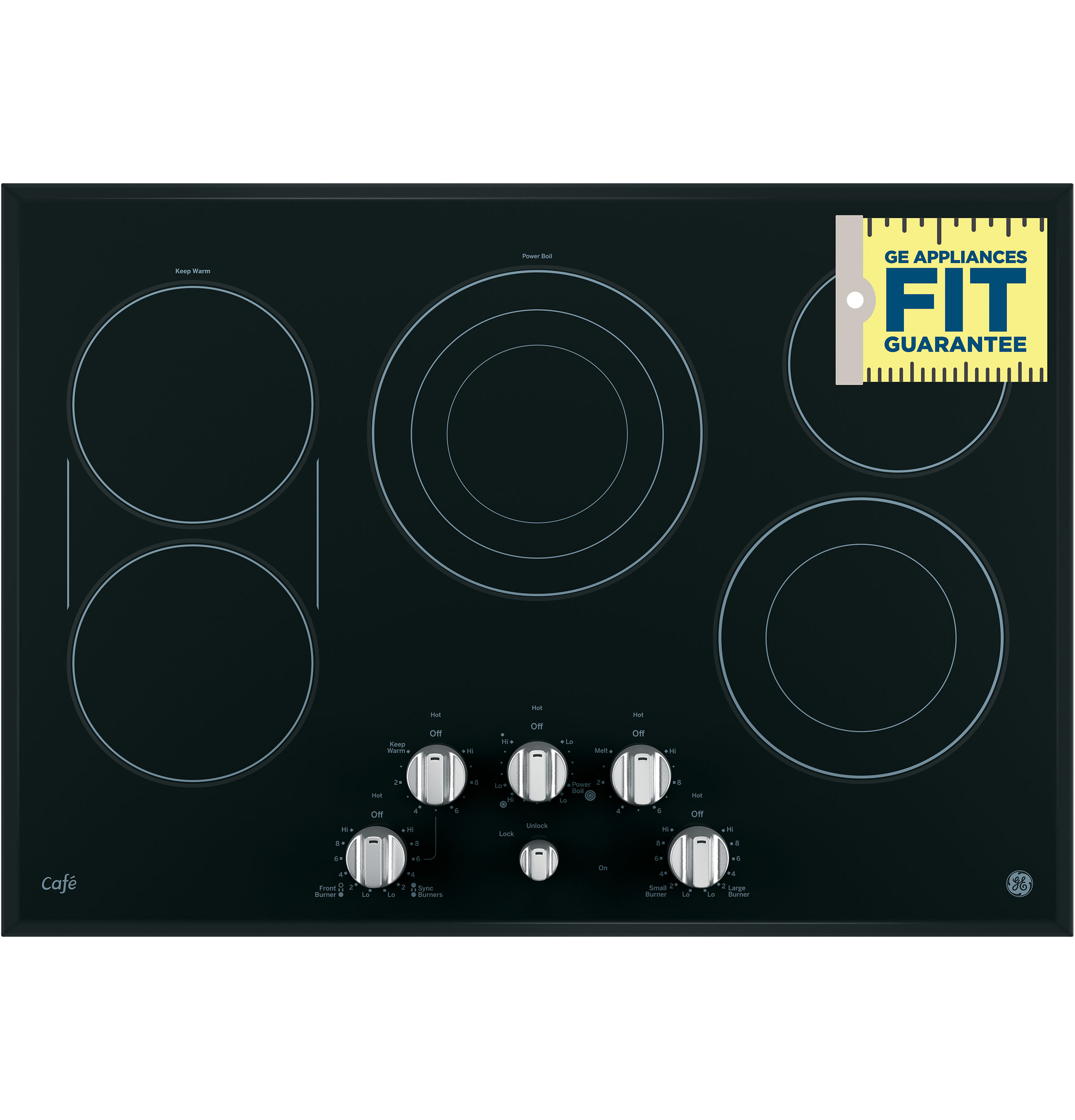 Model: CP9530SJSS | GE Cafe GE Café™ Series 30" Built-In Knob Control Electric Cooktop