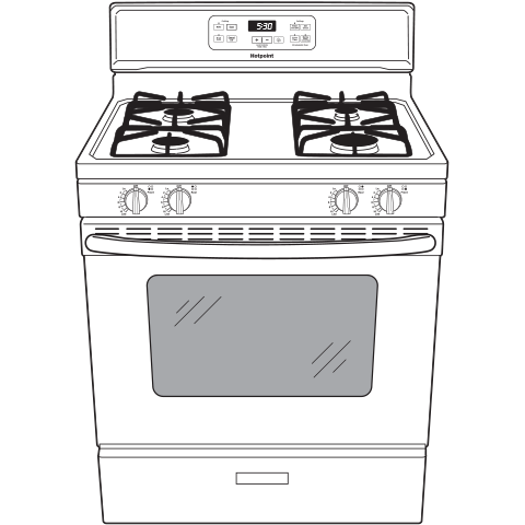 Model: RGBS400DMWW - S/D | Hotpoint Hotpoint® 30" Free-Standing Standard Clean Gas Range