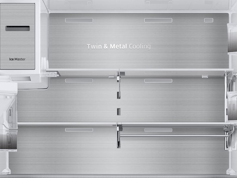 Model: RF23M8090SR | Samsung 23 cu. ft. Capacity Counter Depth 4-Door French Door Refrigerator with Polygon Handles