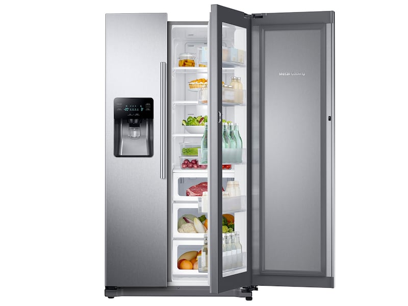 Model: RH25H5611SR | Samsung 24.7 cu. ft. Side-by-Side Food ShowCase Refrigerator with Metal Cooling 