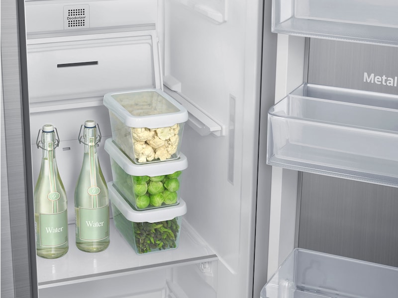 Model: RH22H9010SR | Samsung 22 cu. ft. Counter Depth Side-by-Side Food ShowCase Refrigerator with Metal Cooling 