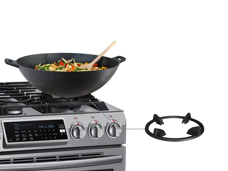 Model: NX58H9500WS-U | Samsung 5.8 cu. ft. Slide-In Gas Range with True Convection