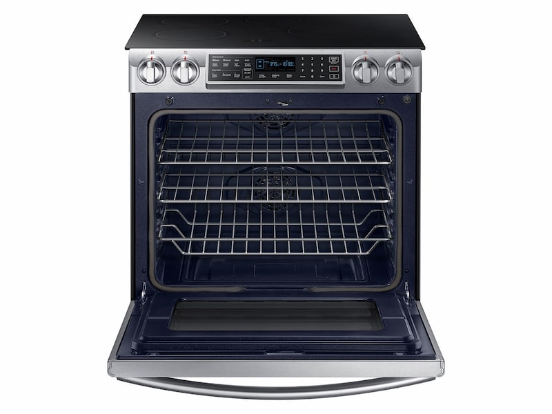 Model: NE58K9560WS | Samsung 5.8 cu. ft. Slide-In Induction Range with Virtual Flame™ Technology in Stainless Steel