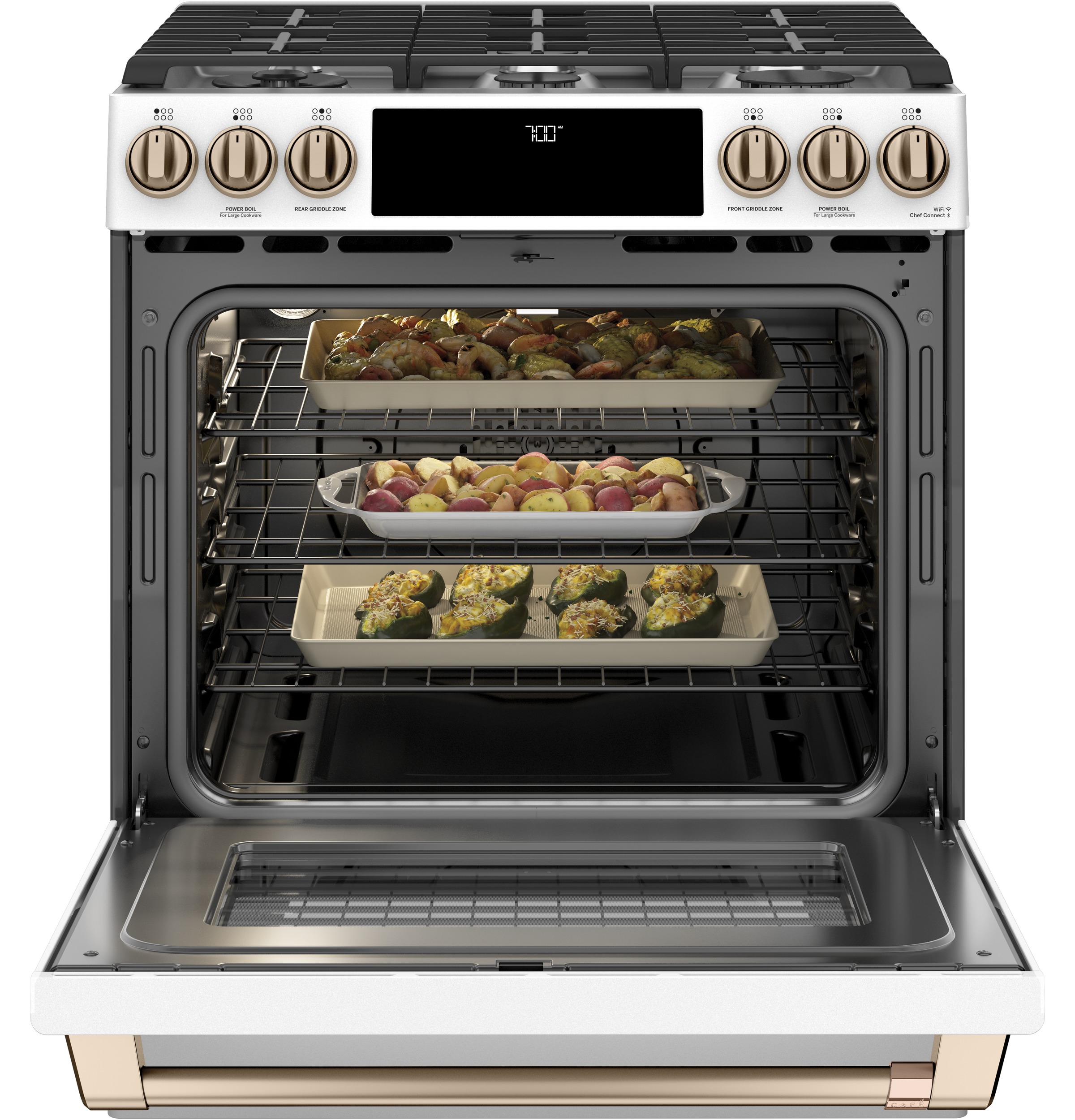 Cafe CGS700P4MW2 Café™ 30" Smart SlideIn, FrontControl, Gas Range
