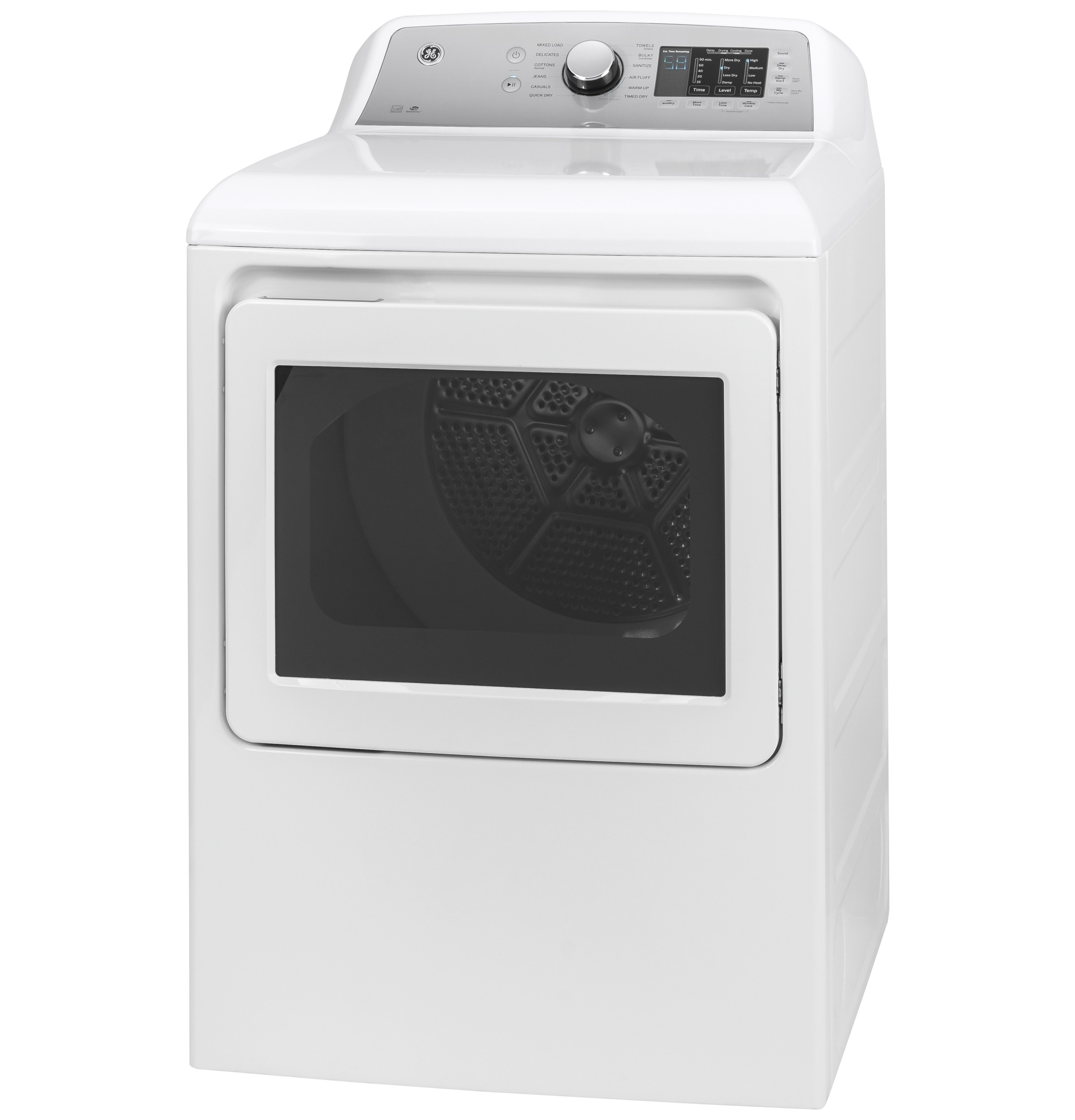 GE GTD72EBSNWS GE® 7.4 cu. ft. Capacity aluminized alloy drum Electric Dryer with Sanitize