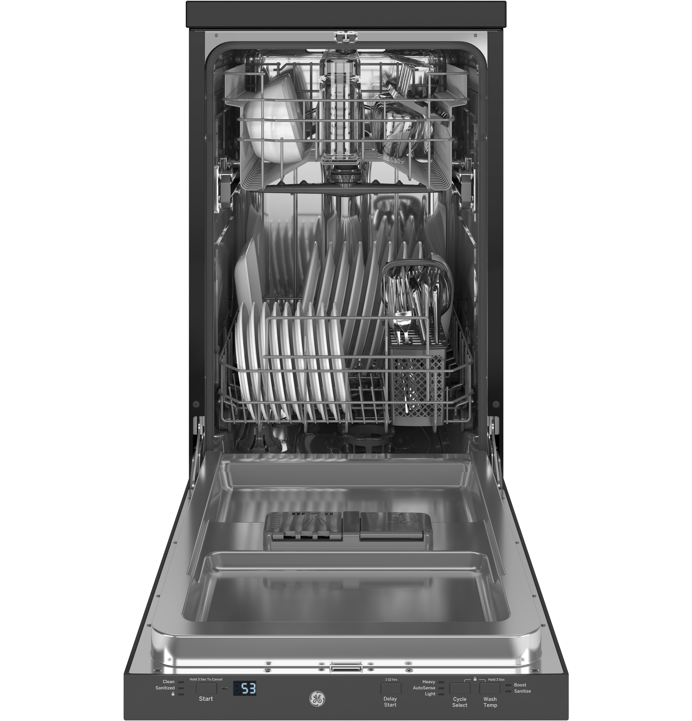 Model: GPT145SSLSS-SD | GE GE® 18" Stainless Steel Interior Portable Dishwasher with Sanitize Cycle