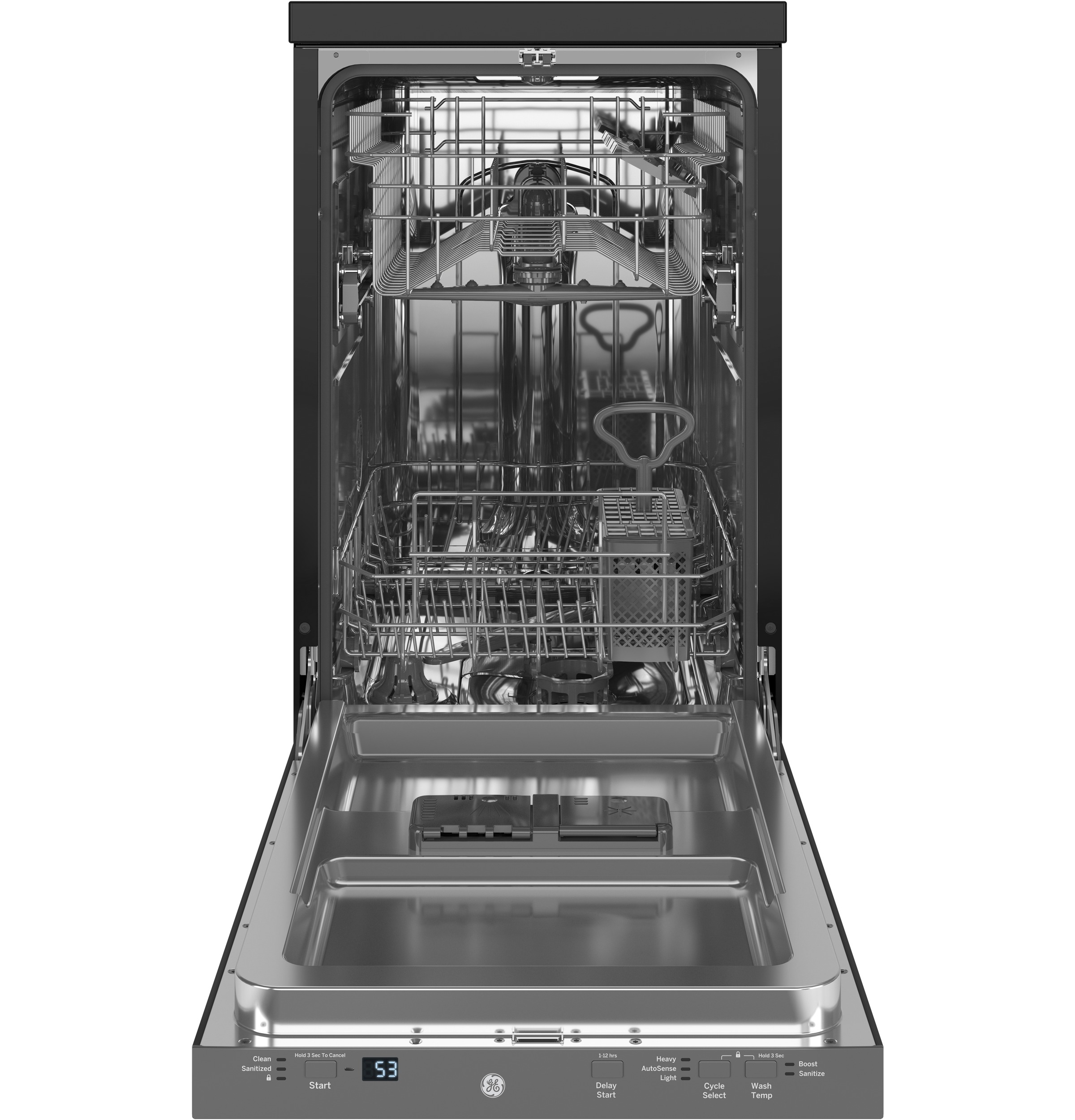 Model: GPT145SSLSS-SD | GE GE® 18" Stainless Steel Interior Portable Dishwasher with Sanitize Cycle