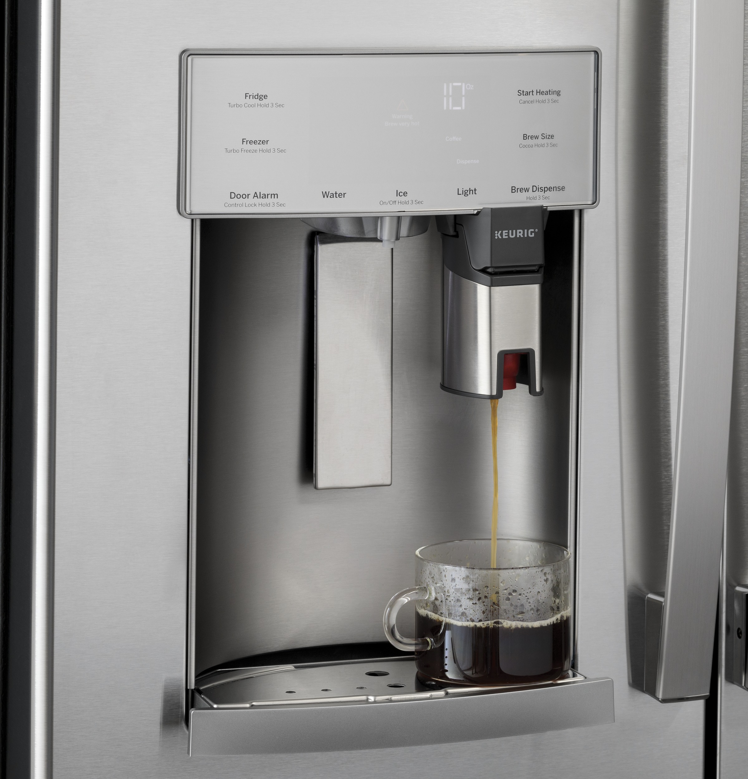 Model: PYE22PYNFS | Profile GE Profile™ Series ENERGY STAR® 22.1 Cu. Ft. Smart Counter-Depth Fingerprint Resistant French-Door Refrigerator with Keurig® K-Cup® Brewing System