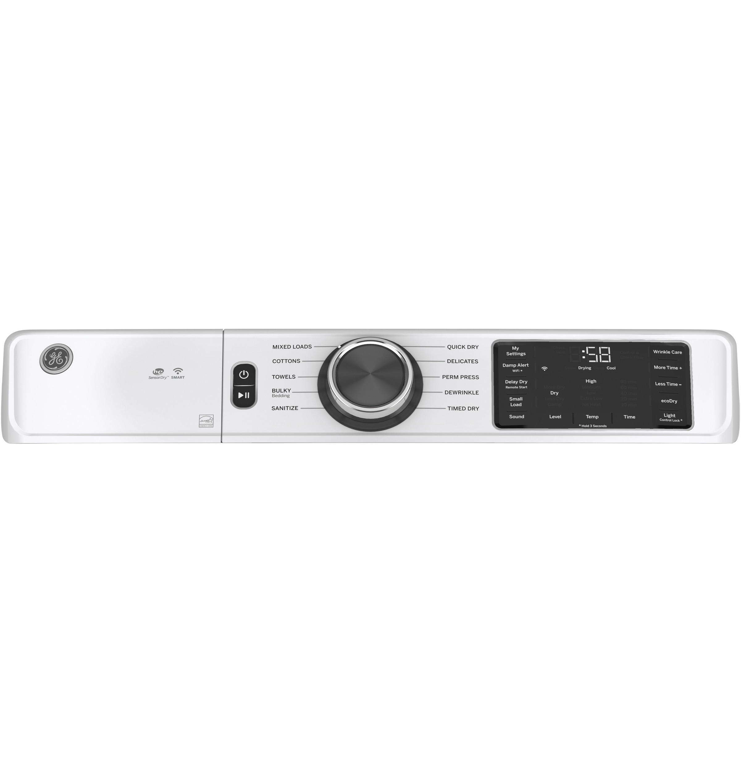 Model: GFD55ESSNWWSD | GE GE® 7.8 cu. ft. Capacity Smart Front Load Electric Dryer with Sanitize Cycle