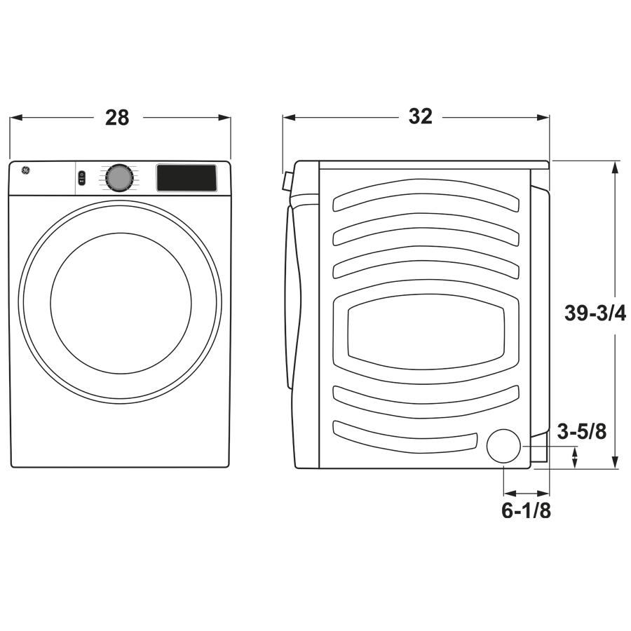 Model: GFD55ESSNWWSD | GE GE® 7.8 cu. ft. Capacity Smart Front Load Electric Dryer with Sanitize Cycle