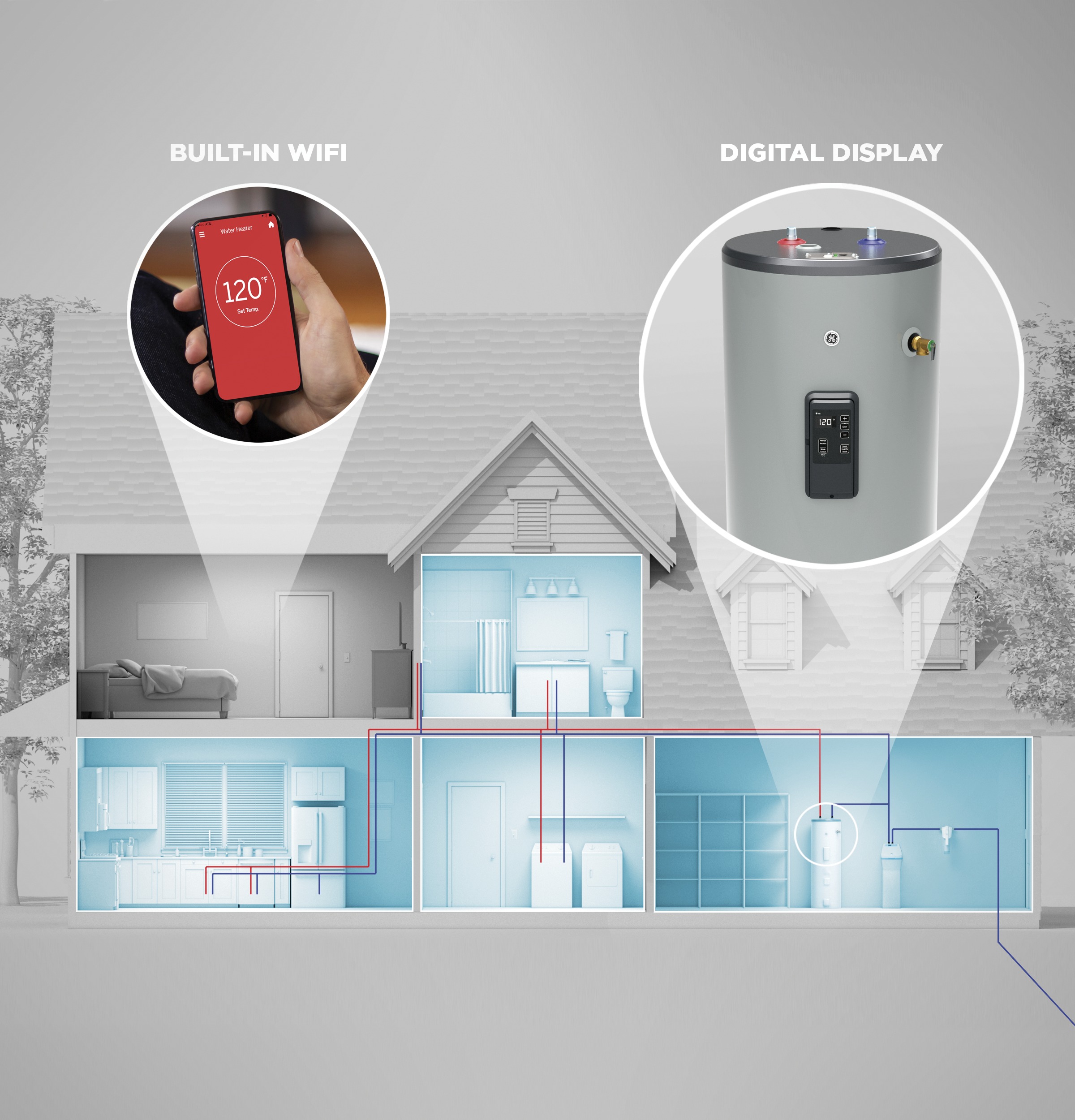 GE - GE40T10BLM - GE® Smart 40 Gallon Tall Electric Water Heater-GE40T10BLM  | Friedhaber's