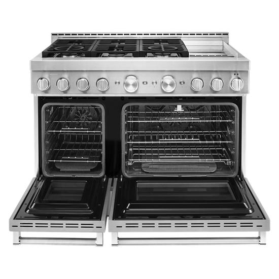 Model: KFGC558JSS | KitchenAid KitchenAid® 48'' Smart Commercial-Style Gas Range with Griddle