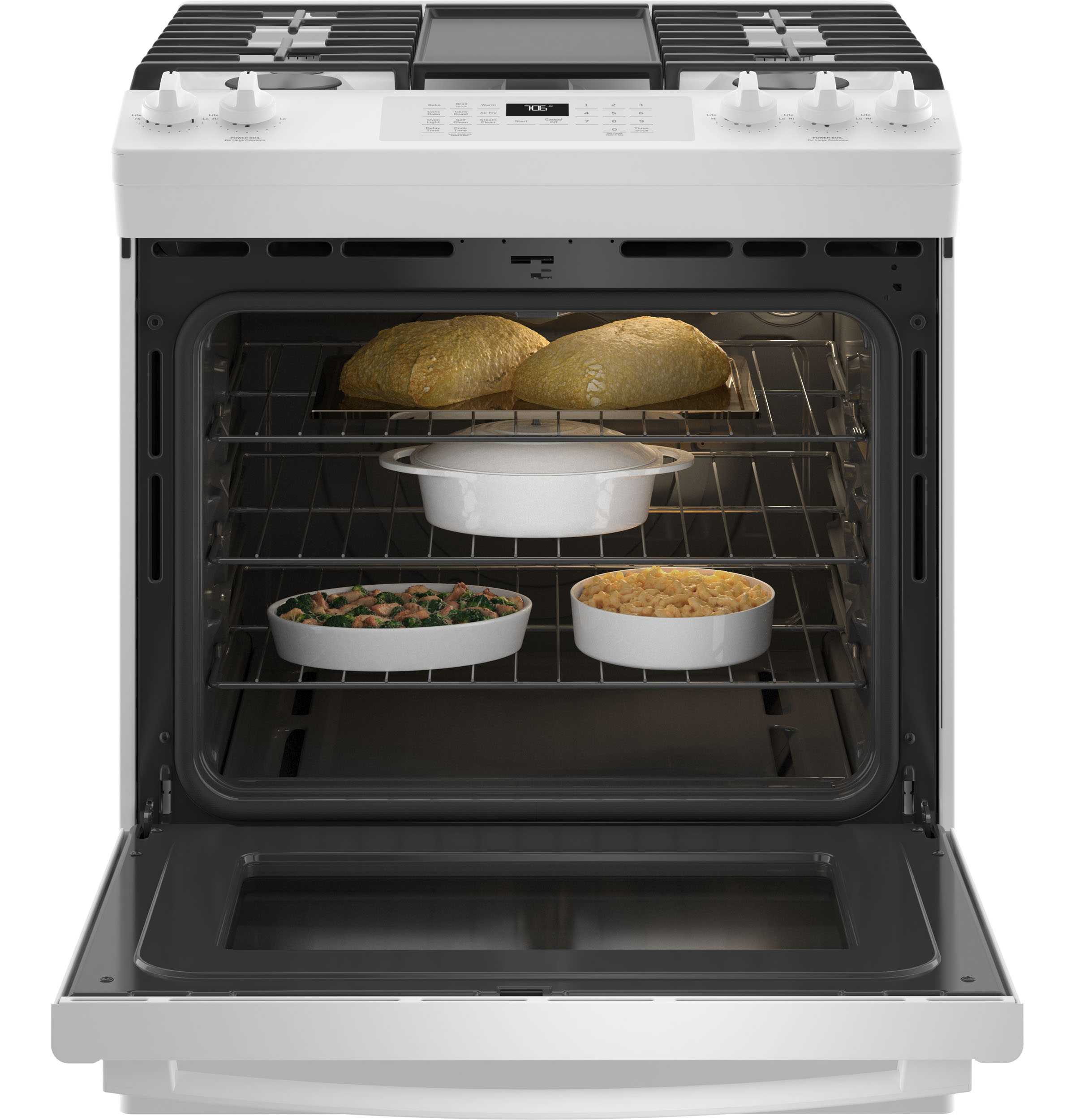 GE JGS760DPWW GE® 30" SlideIn FrontControl Convection Gas Range