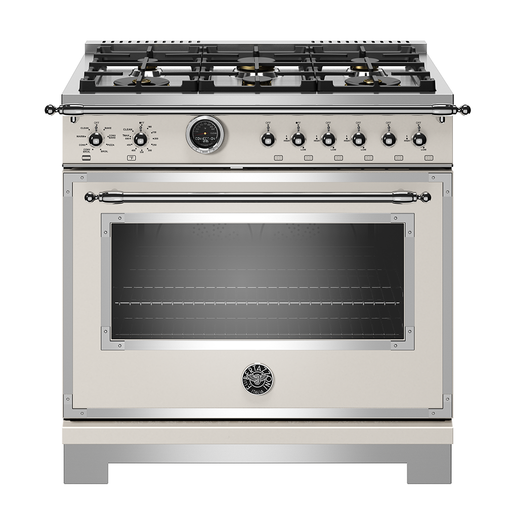 Bertazzoni 36" Hertitage Series range - Electric self clean oven - 6 brass burners