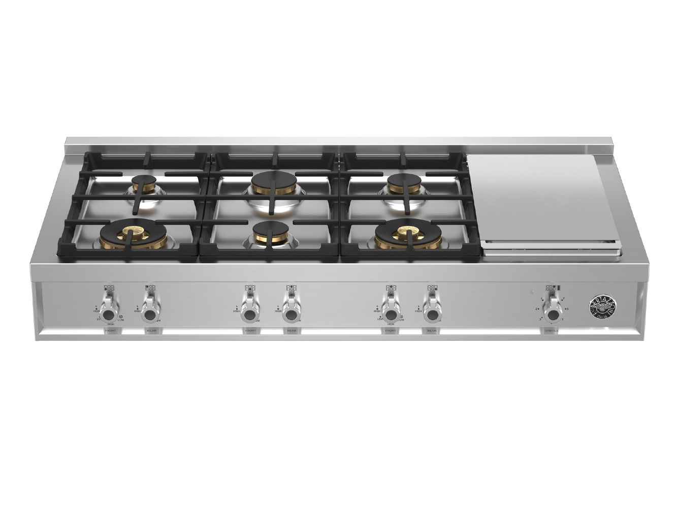 Bertazzoni 48" Gas Rangetop 6 Brass Burners + Griddle