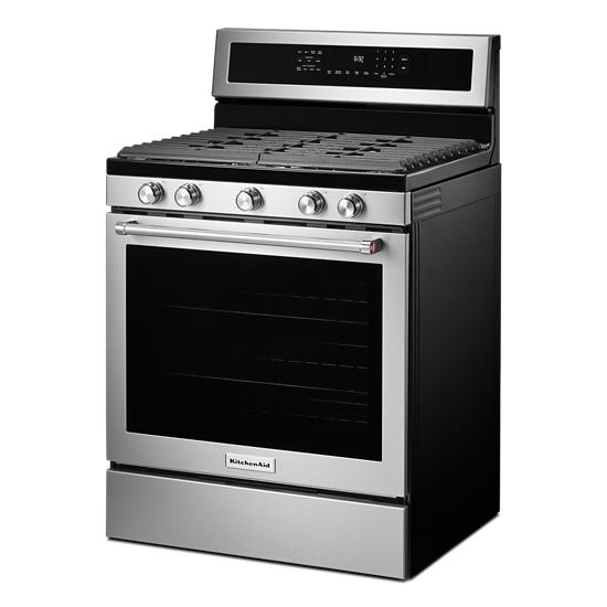 KitchenAid KFGG504KPS 30Inch 5Burner Gas Convection Range with