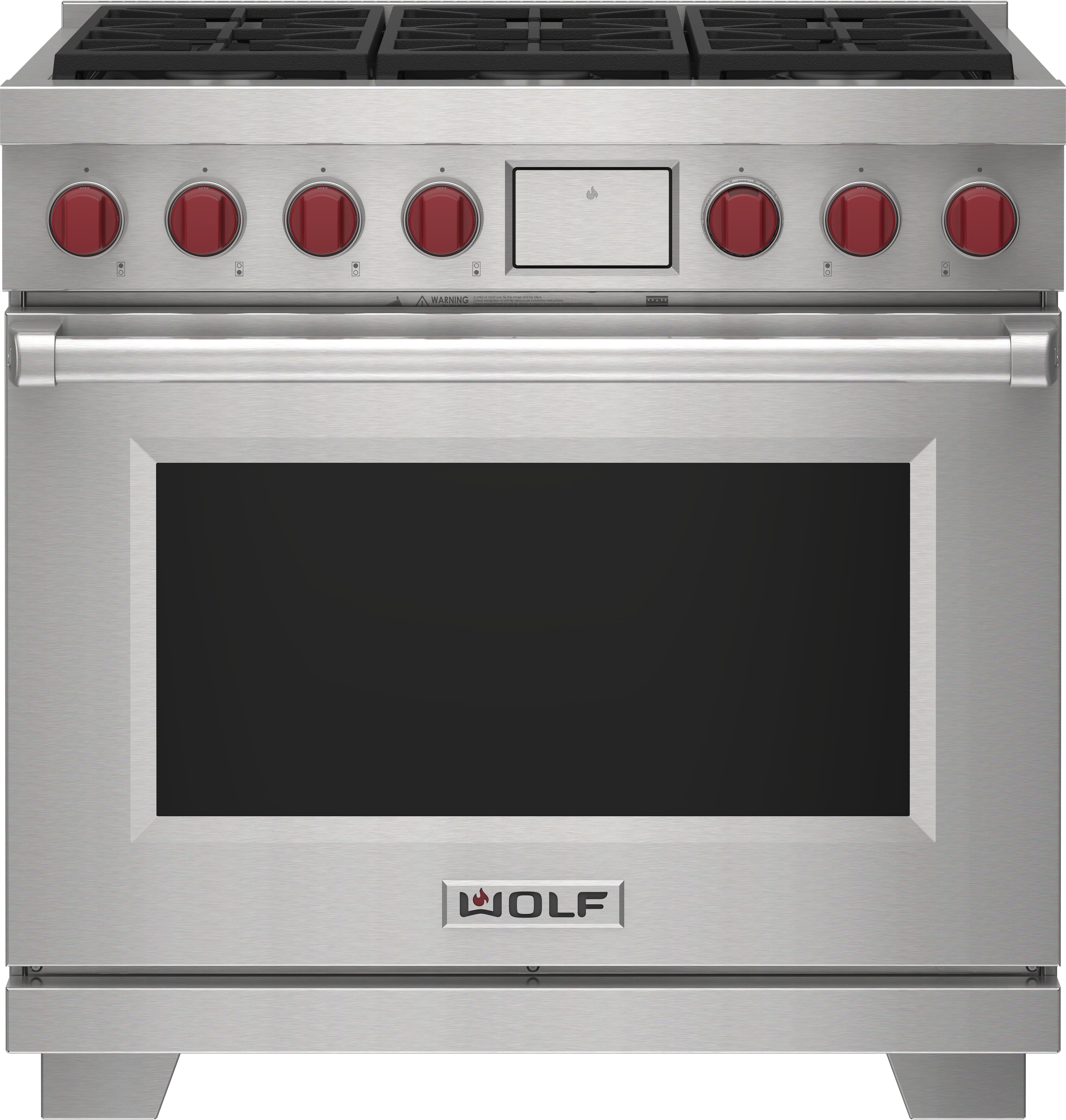 Wolf 36" Dual Fuel Range - 6 Burners (Shown with White Door)