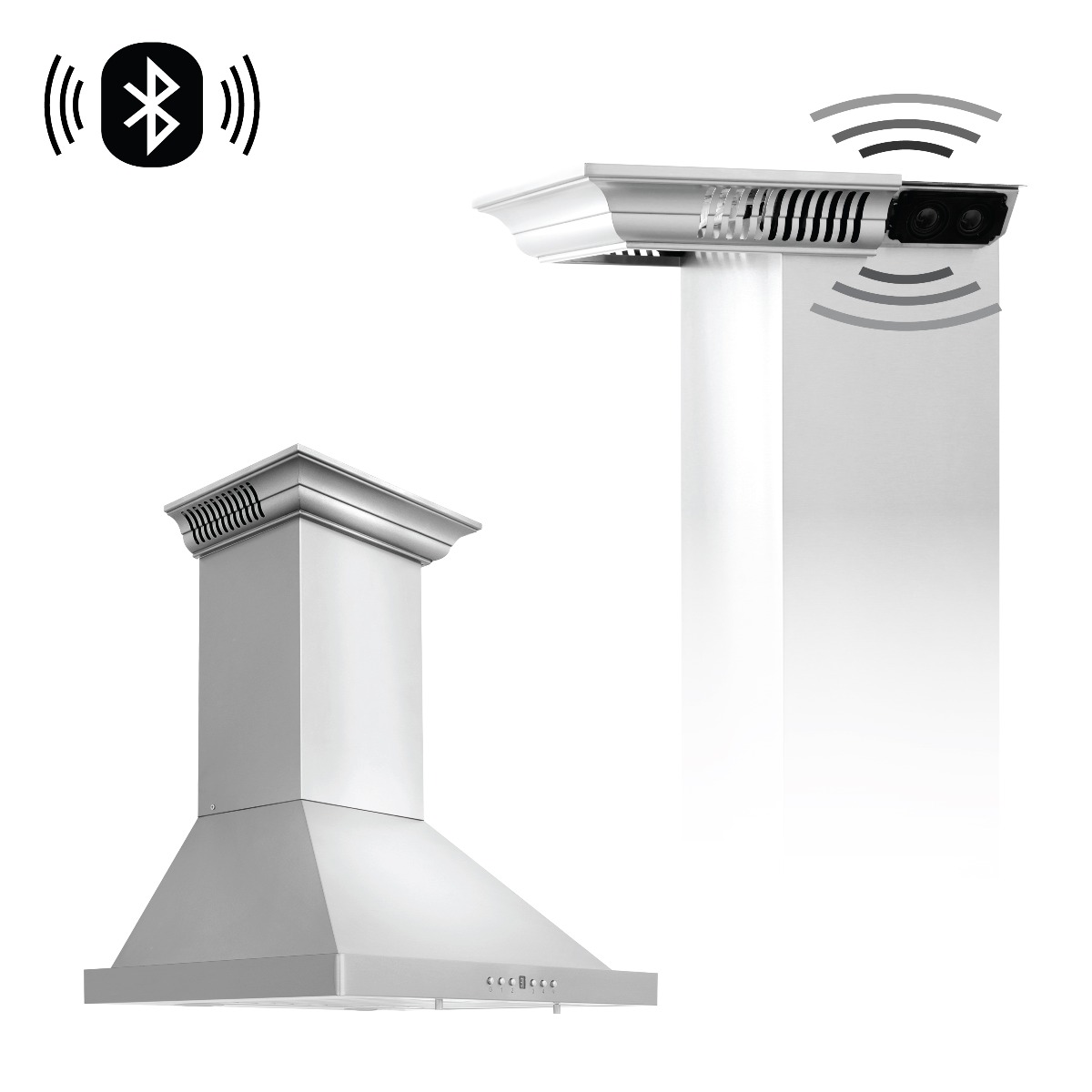 ZLINE - KBCRN-BT-24 - 24 ZLINE CrownSound™Ducted Vent Wall Mount Range Hood  in Stainless Steel with Built-in Bluetooth Speakers  (KBCRN-BT-24)-KBCRN-BT-24 | Gringer u0026 Sons, Inc.