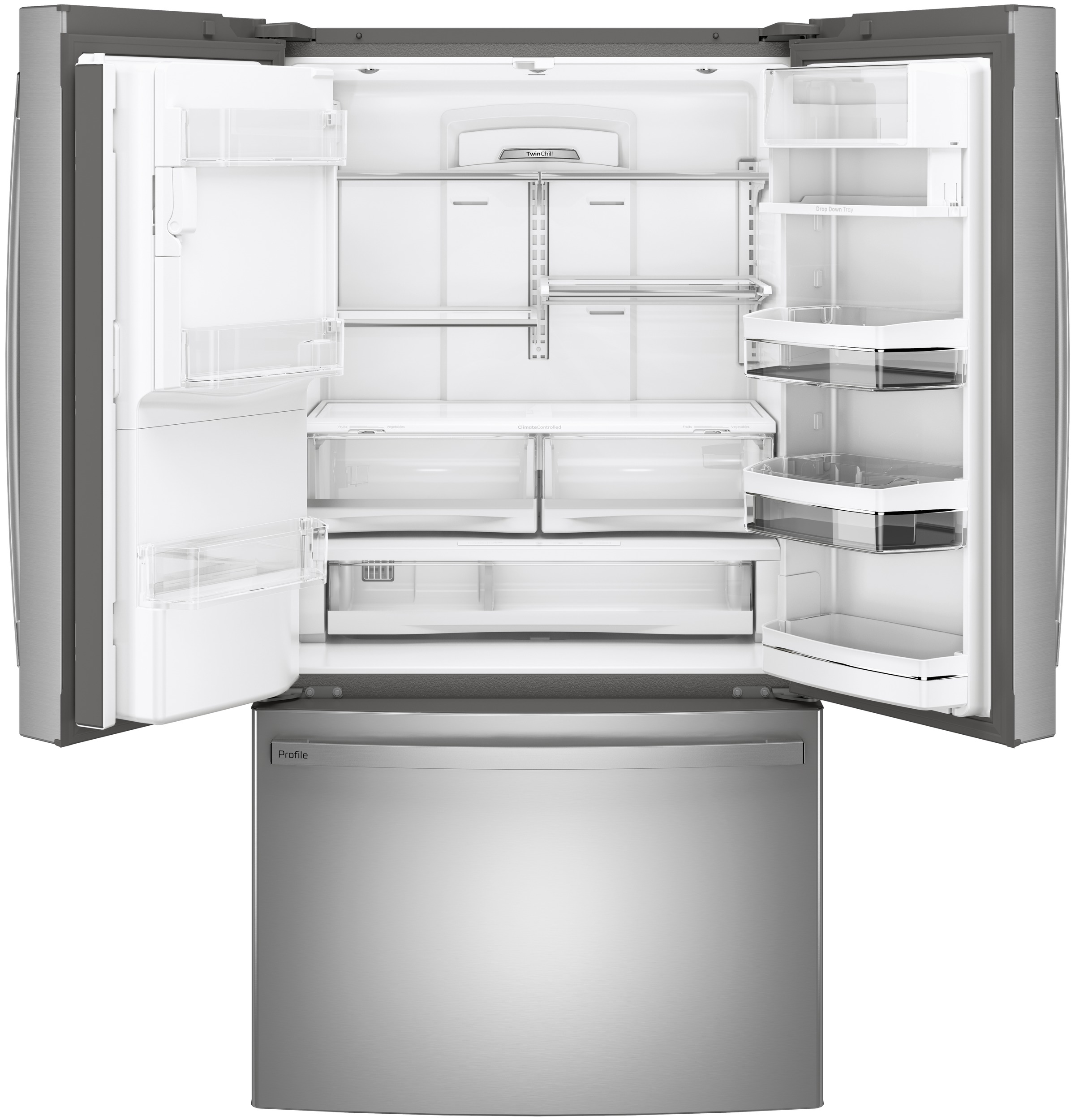 Model: PYE22PYNFS | GE Profile GE Profile™ Series ENERGY STAR® 22.1 Cu. Ft. Smart Counter-Depth Fingerprint Resistant French-Door Refrigerator with Keurig® K-Cup® Brewing System