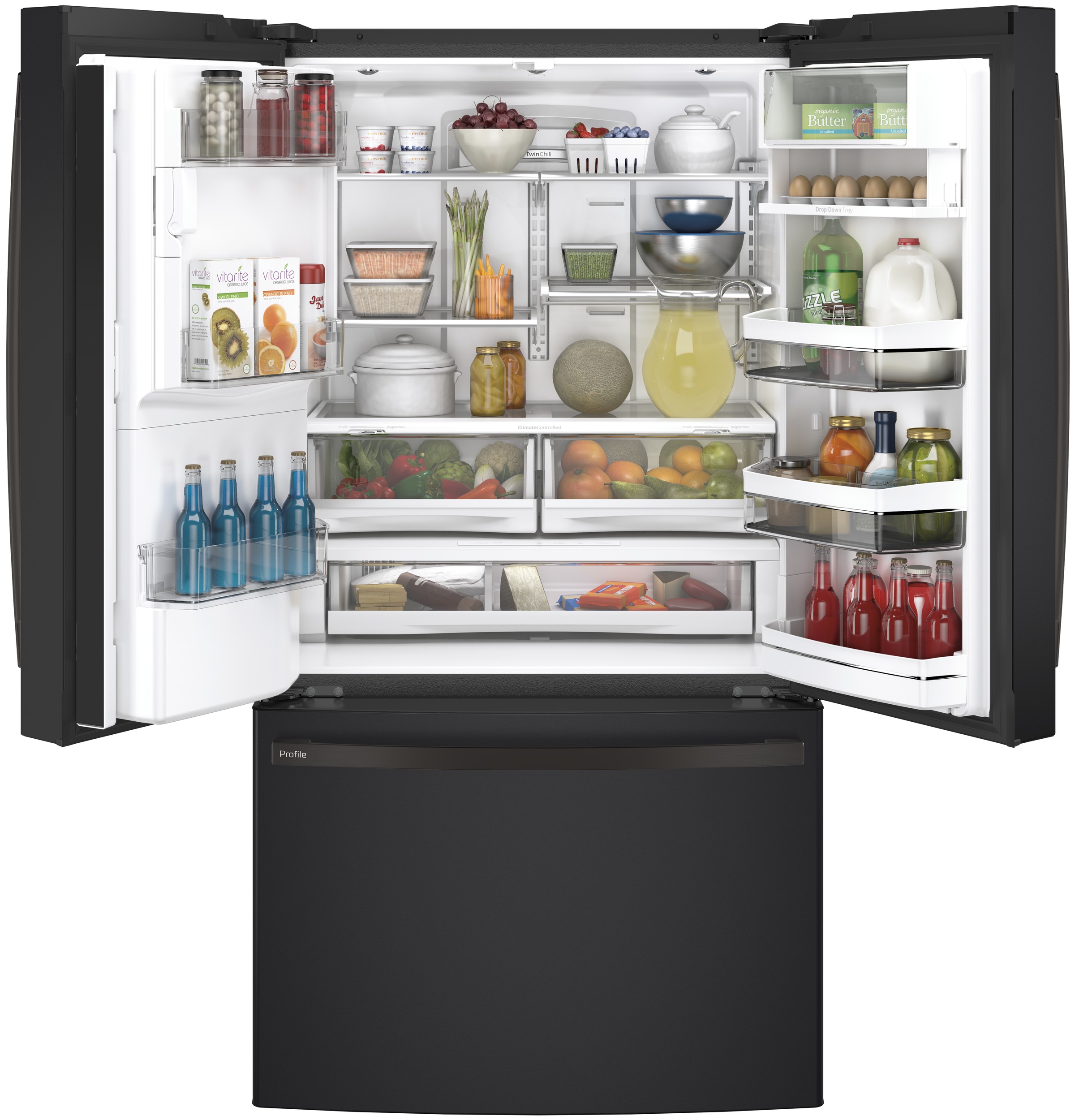 Model: PYE22KELDS | GE Profile GE Profile™ Series ENERGY STAR® 22.1 Cu. Ft. Counter-Depth French-Door Refrigerator with Hands-Free AutoFill