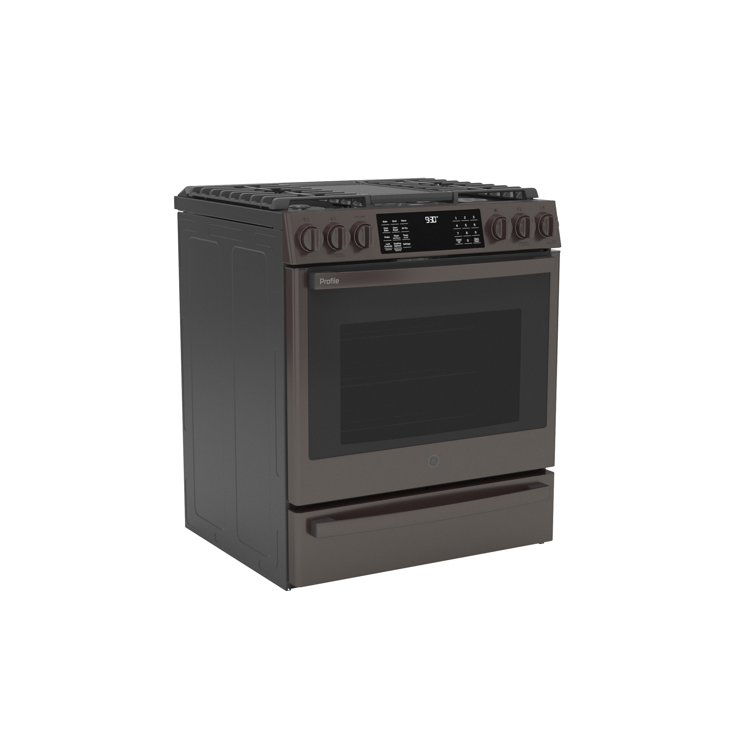 Model: PGS930BPTS | GE Profile GE Profile™ 30" Smart Slide-In Front-Control Gas Range with No Preheat Air Fry