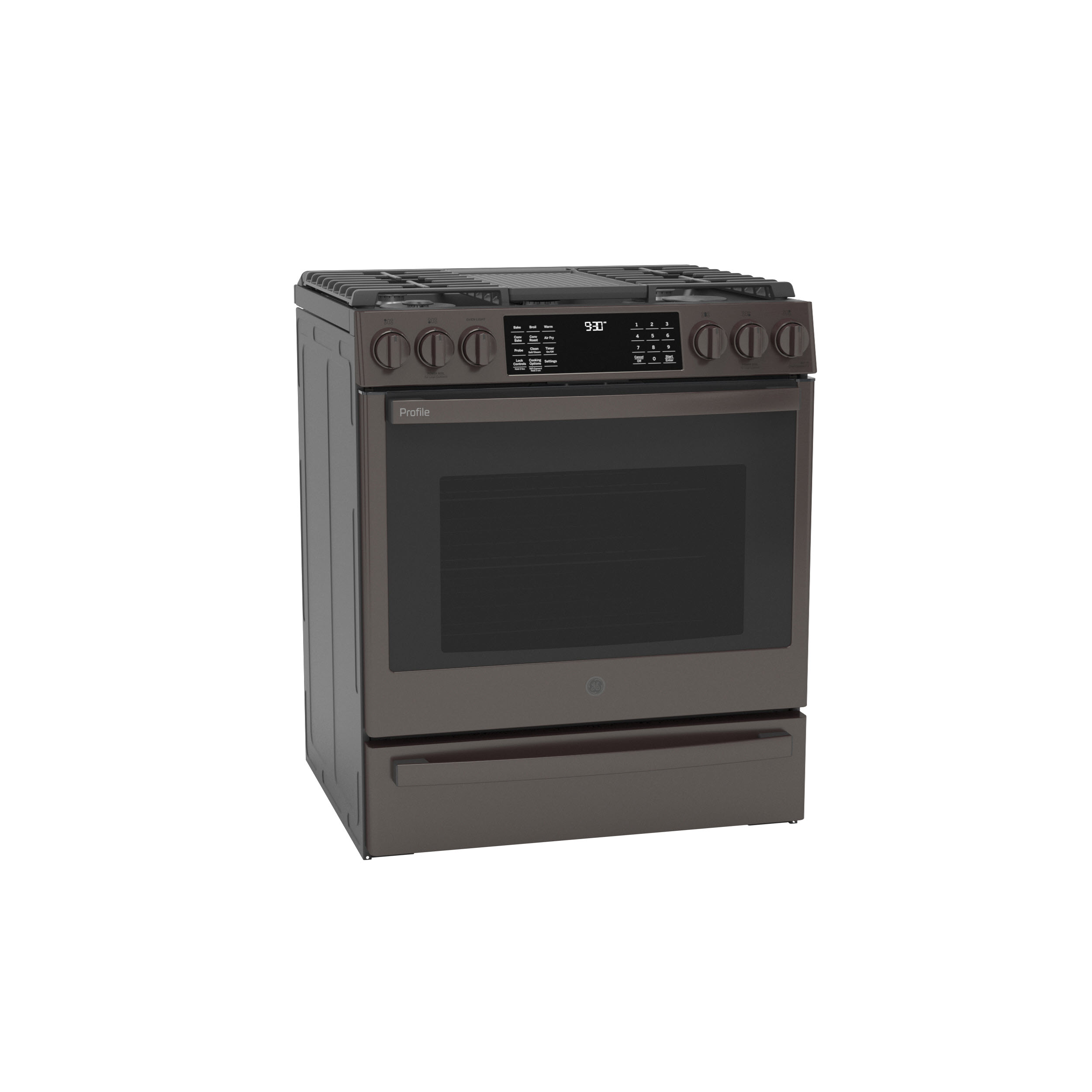 Model: PGS930BPTS | GE Profile GE Profile™ 30" Smart Slide-In Front-Control Gas Range with No Preheat Air Fry