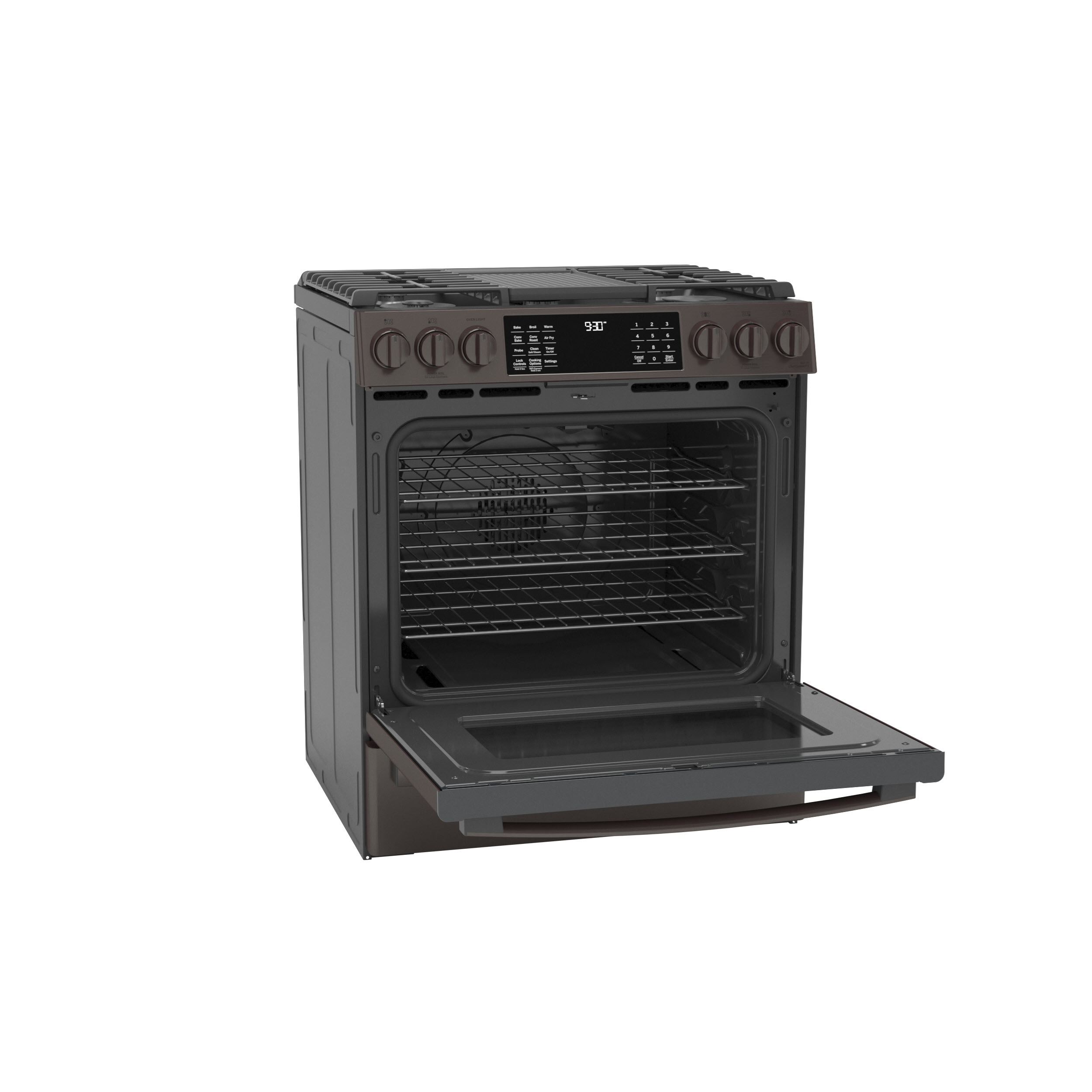 Model: PGS930BPTS | GE Profile GE Profile™ 30" Smart Slide-In Front-Control Gas Range with No Preheat Air Fry