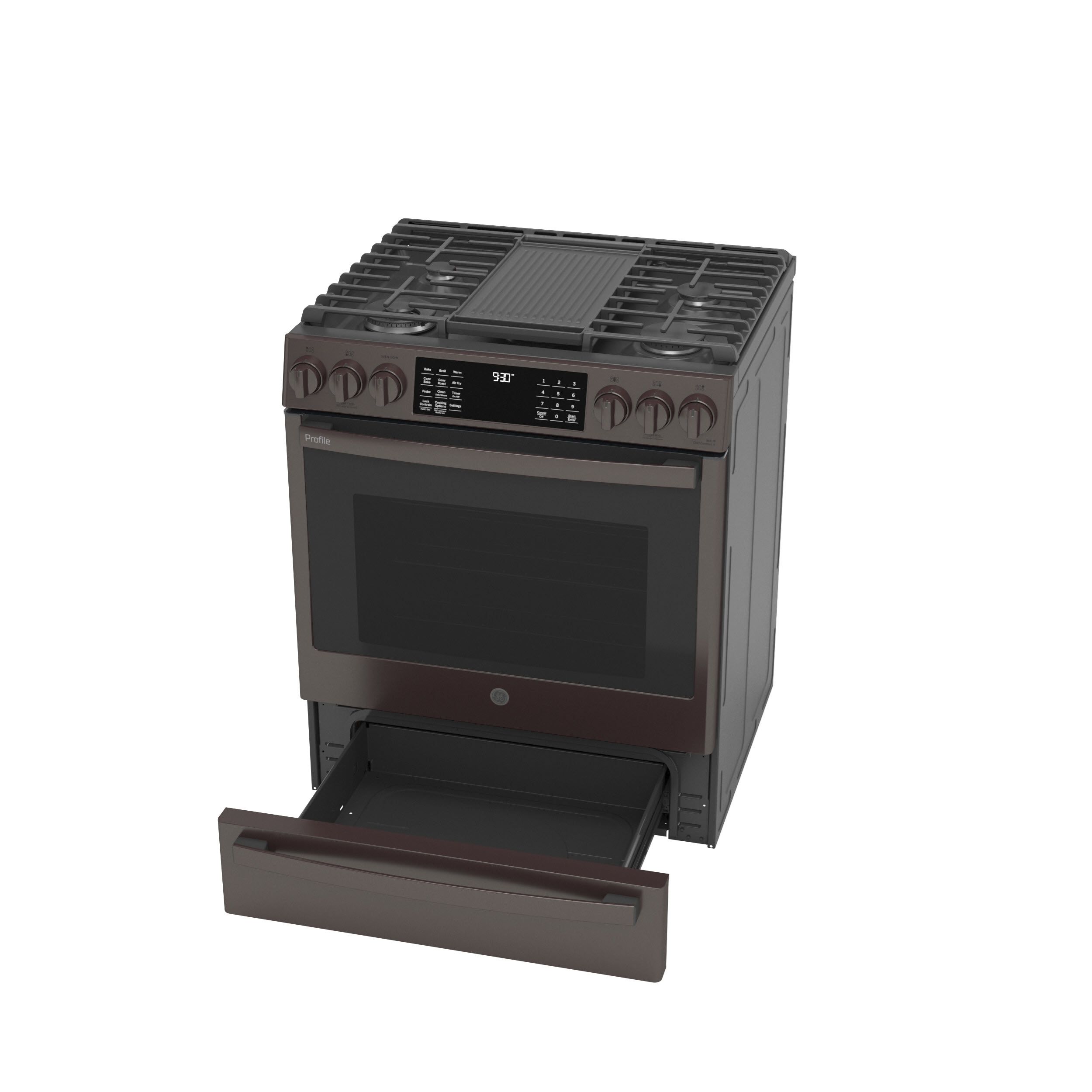 Model: PGS930BPTS | GE Profile GE Profile™ 30" Smart Slide-In Front-Control Gas Range with No Preheat Air Fry
