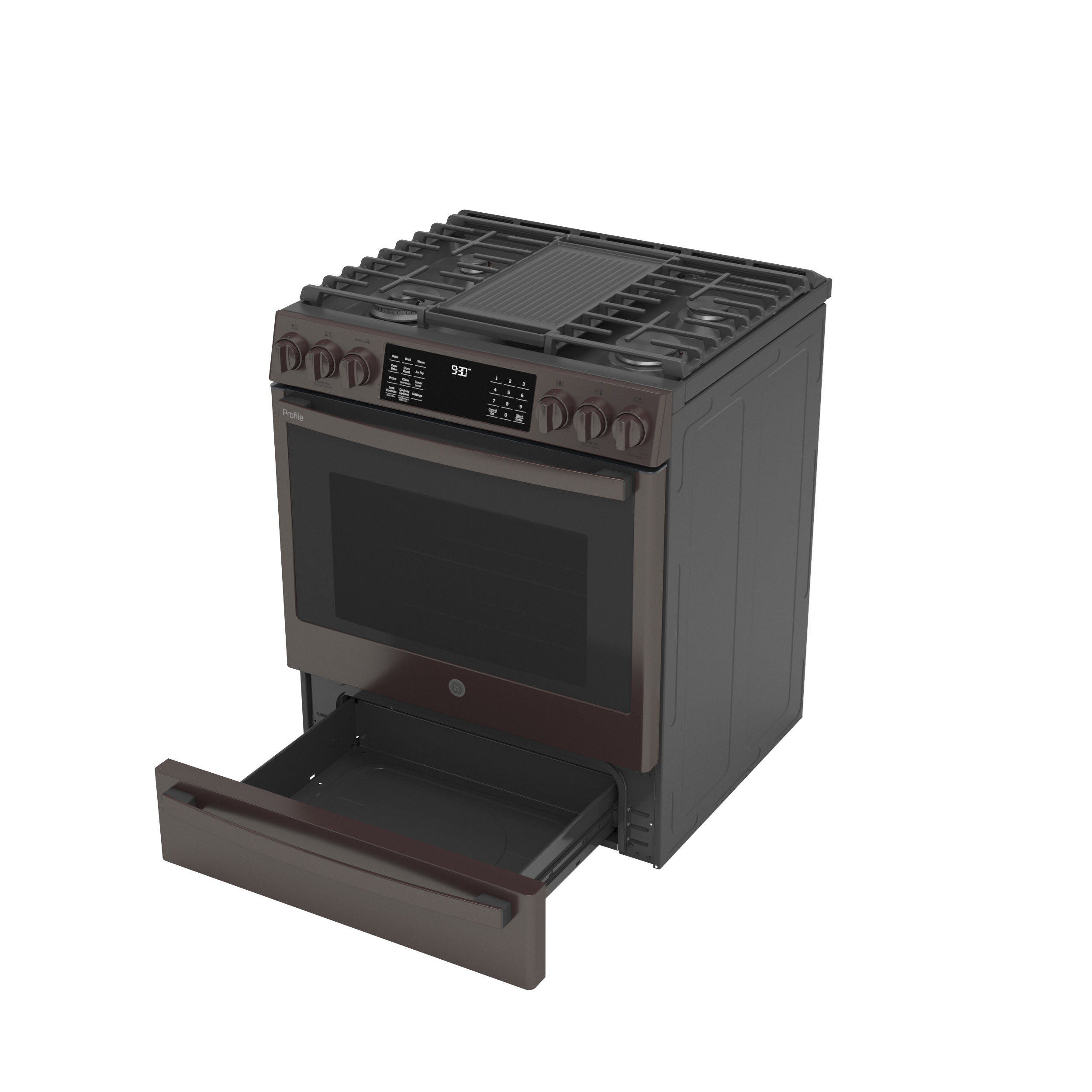 Model: PGS930BPTS | GE Profile GE Profile™ 30" Smart Slide-In Front-Control Gas Range with No Preheat Air Fry