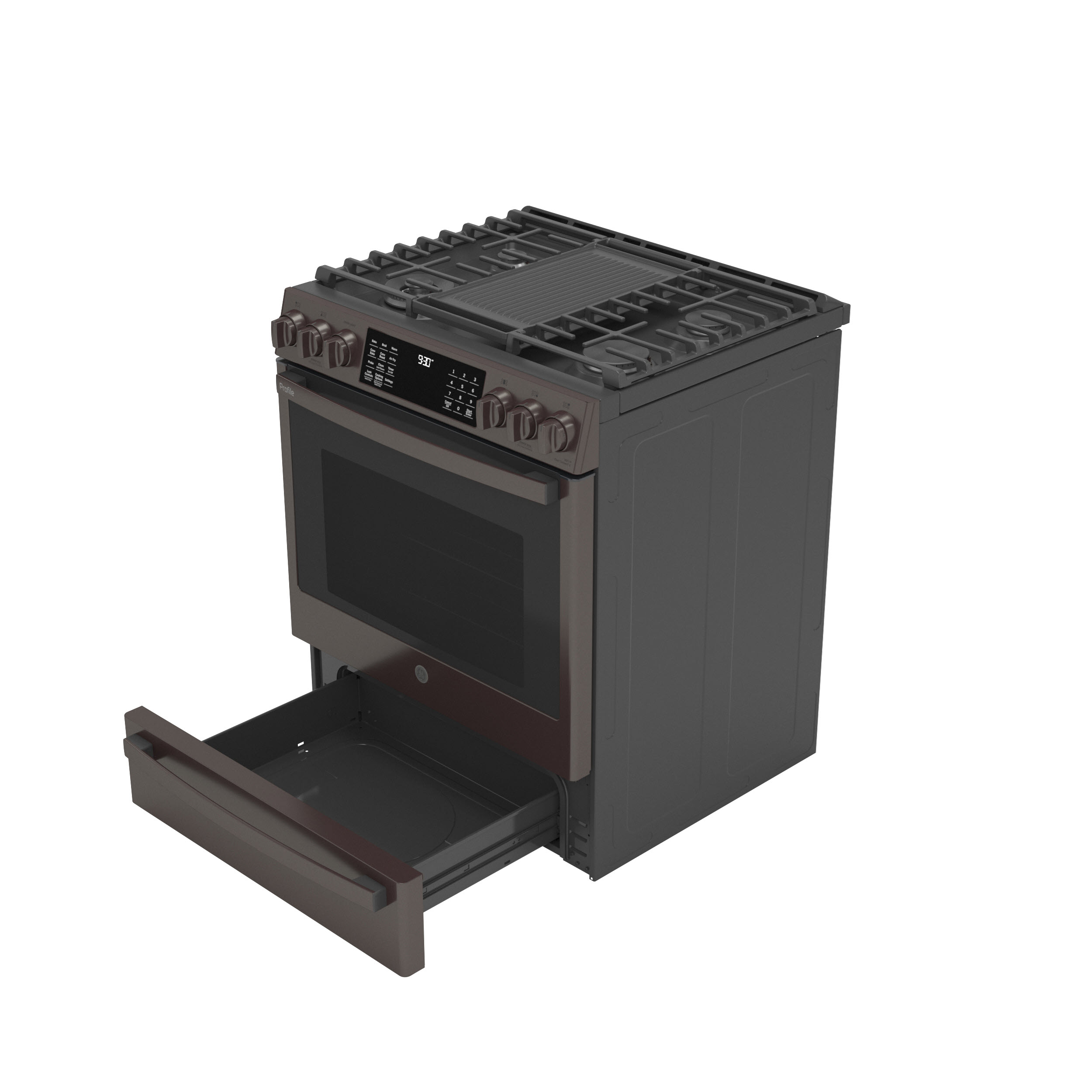 Model: PGS930BPTS | GE Profile GE Profile™ 30" Smart Slide-In Front-Control Gas Range with No Preheat Air Fry