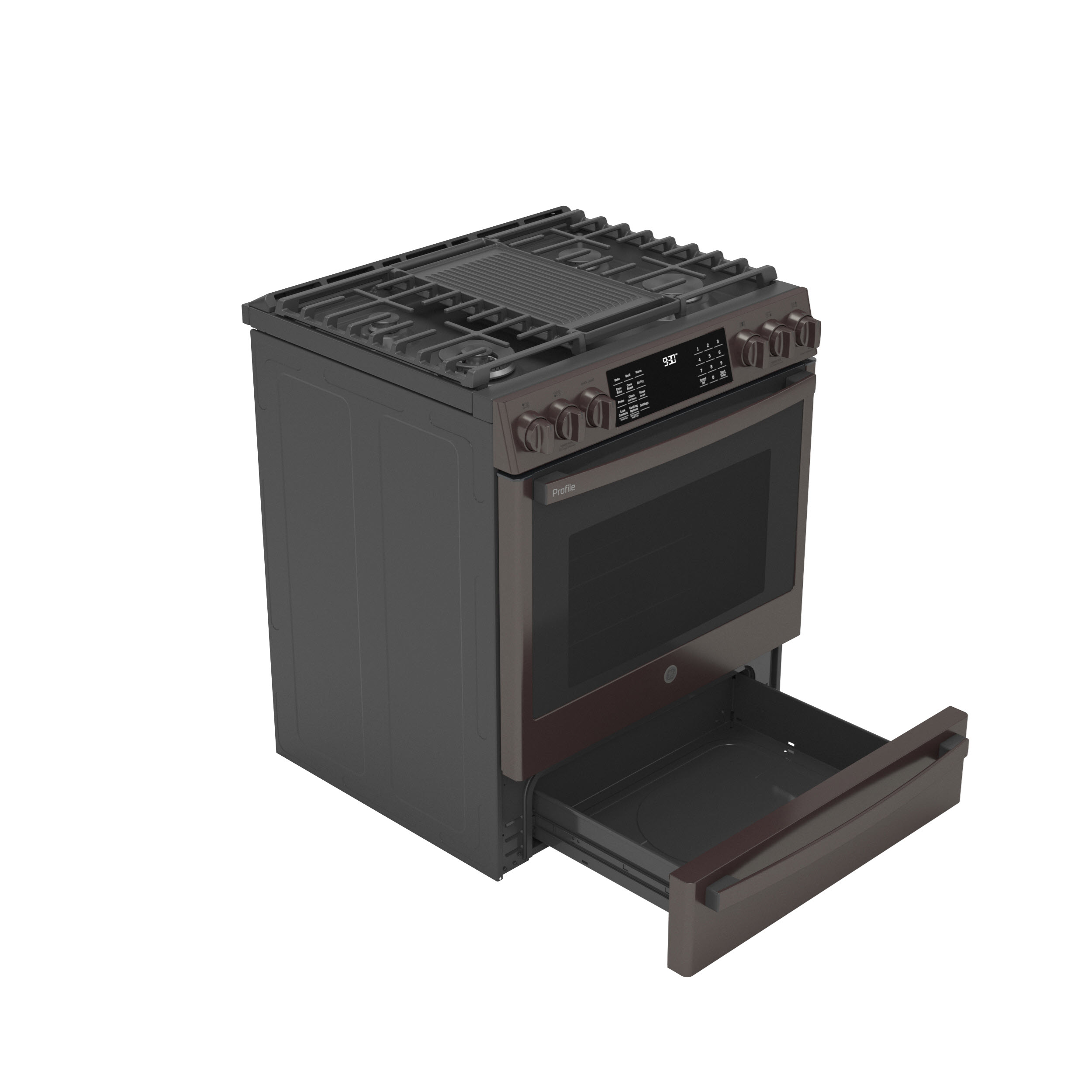 Model: PGS930BPTS | GE Profile GE Profile™ 30" Smart Slide-In Front-Control Gas Range with No Preheat Air Fry