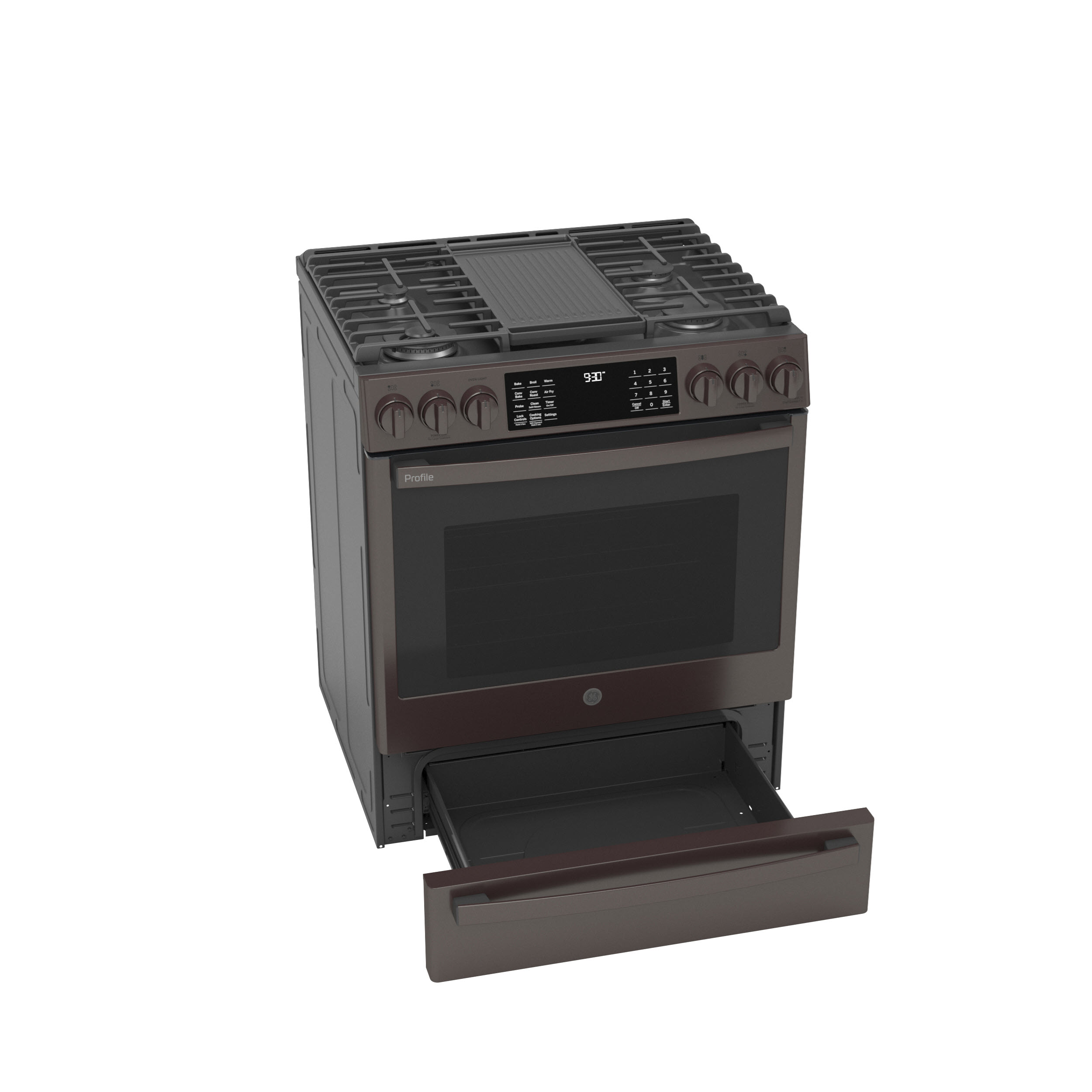 Model: PGS930BPTS | GE Profile GE Profile™ 30" Smart Slide-In Front-Control Gas Range with No Preheat Air Fry